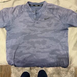 Nike Golf Heathered Blue Henley Shirt